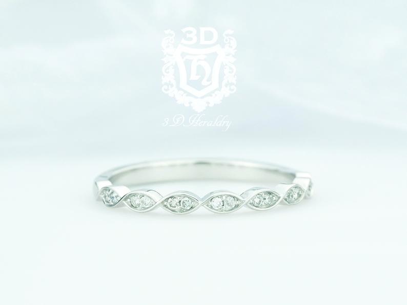 Mariage - Womens wedding band, Eternity band with natural diamonds made with 14k white gold