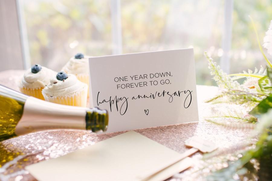 Hochzeit - One Year Down, Forever to Go Happy Anniversary Card, First Anniversary Card, 1st Anniversary Gift, Paper Anniversary, One Year for Husband