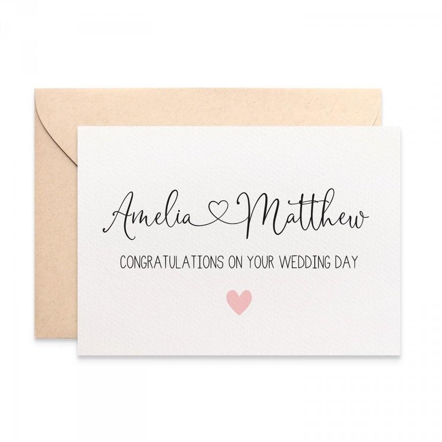 زفاف - Personalised Wedding Card for the Bride and Groom, Custom Wedding Card with Love Heart, Personalised Cards for Weddings, WED082