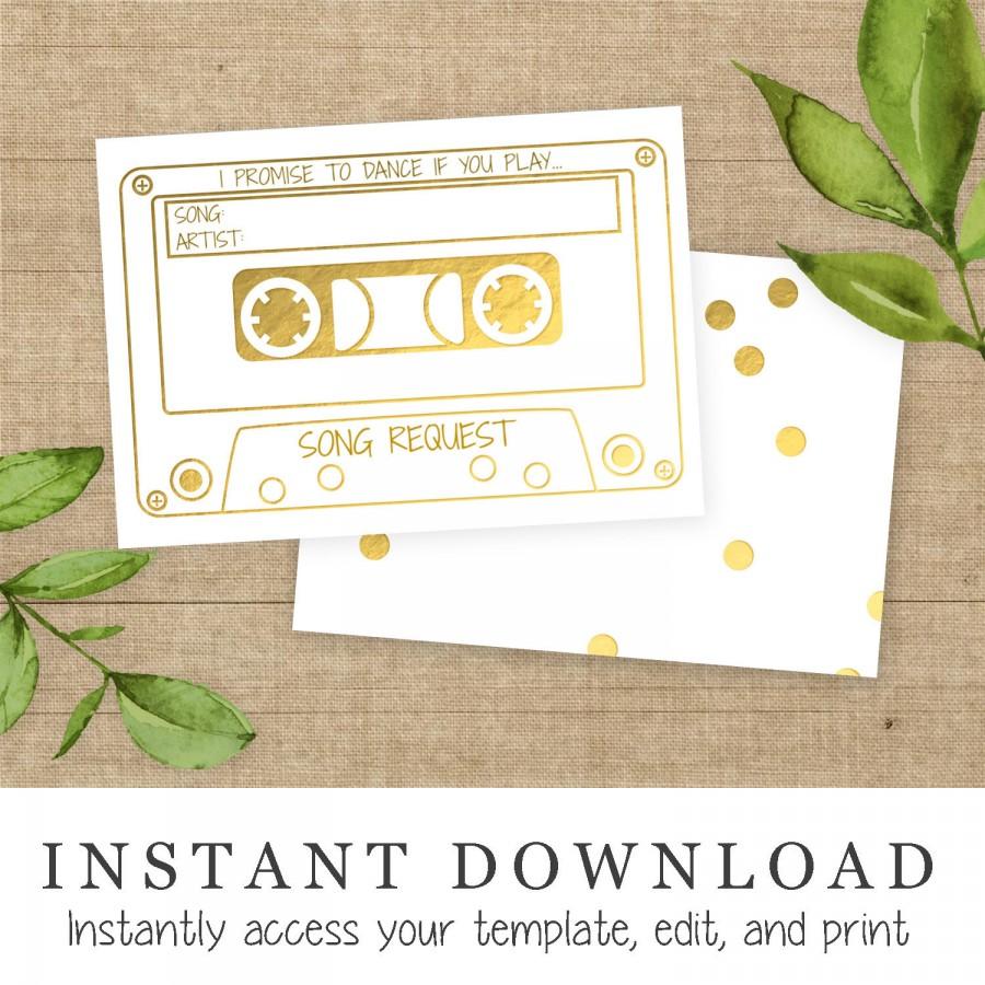 Hochzeit - Vintage Cassette Tape Gold Foil Wedding Song Request 
