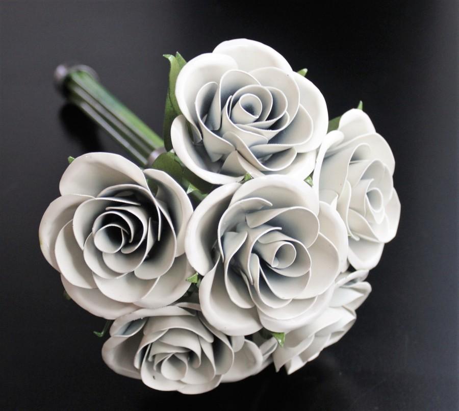 Hochzeit - Valentines Day, Metal Rose Wedding Bouquet, Bridal Bouquet, Rose Bridal Bouquet, Metal Rose, Wedding Flowers, Bridesmaid Bouquet