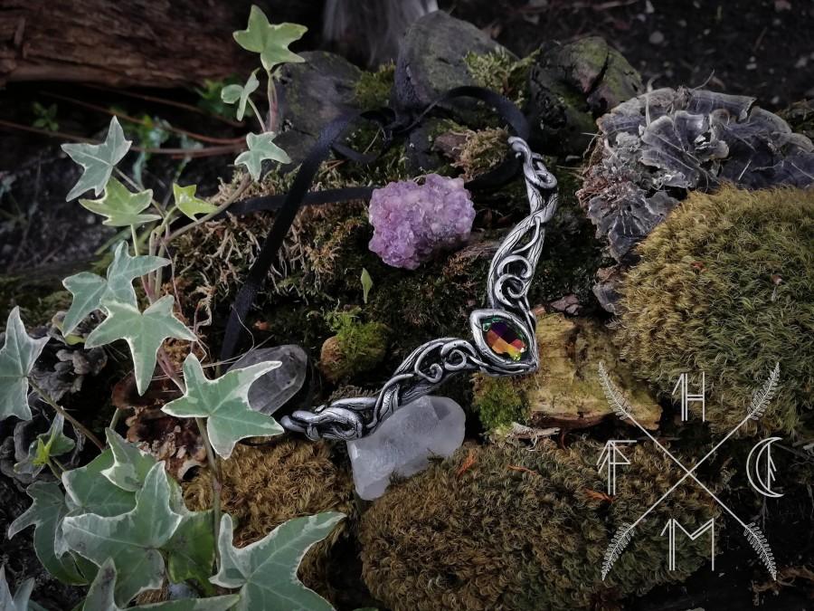 زفاف - Elvish crown, silver elven circlet, forest goddess headdress, elven wedding jewelry,forest witch crown, fantasy larp  goth crown