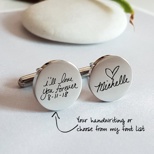 Свадьба - Personalized Cuff Links Handwriting CuffLinks for Dad Husband Signature Custom Cufflinks Groom Cuff links Wedding Gift for husband