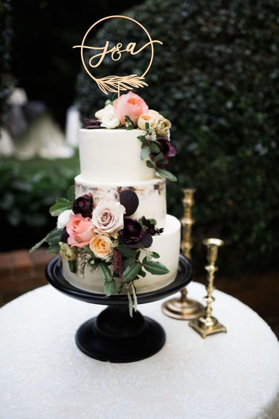 Wedding - Rustic wedding cake topper, Custom wedding cake topper, Monogram cake topper, Garden wedding cake topper, Wood Wedding cake topper, Wedding