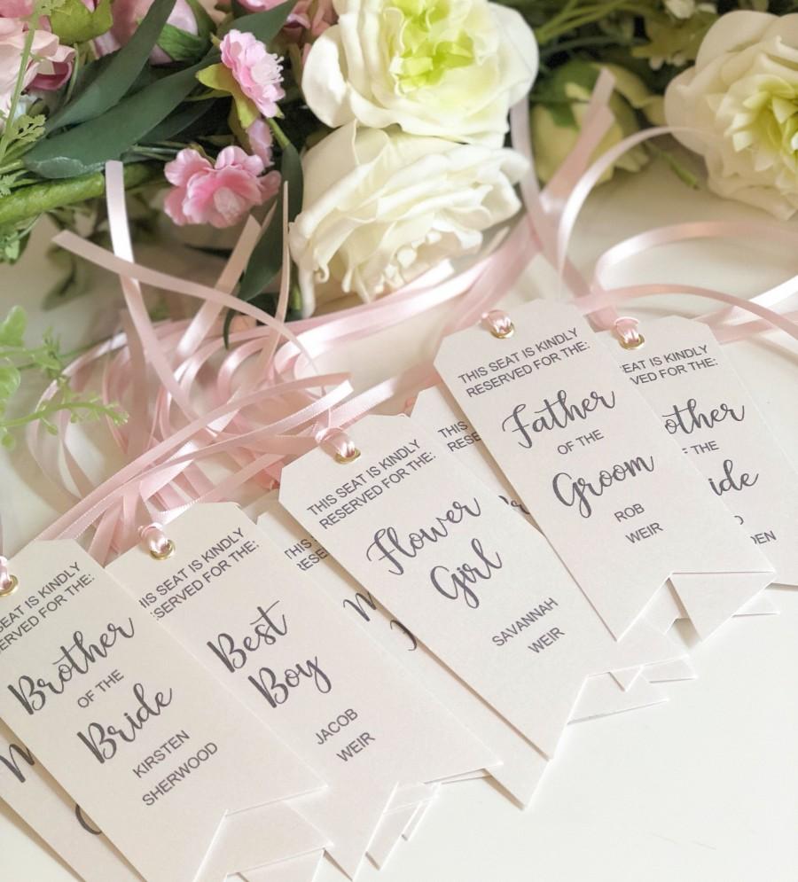 Mariage - Reserved Wedding Ceremony Seating Tags, Reserved Chair Tags, Wedding Ceremony Reserved Seat Sign, Reserved Tags, Bridal Party Seating Tags