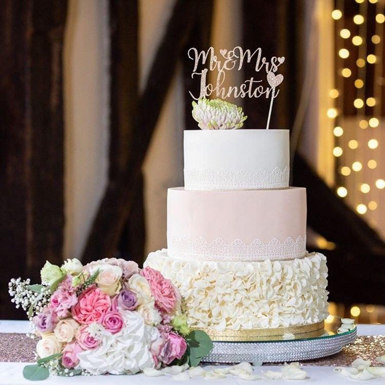 Wedding - Mr and Mrs cake topper, wedding cake, Rose gold Gold Silver glitter cake topper,wedding cake topper,cake topper,custom cake topper