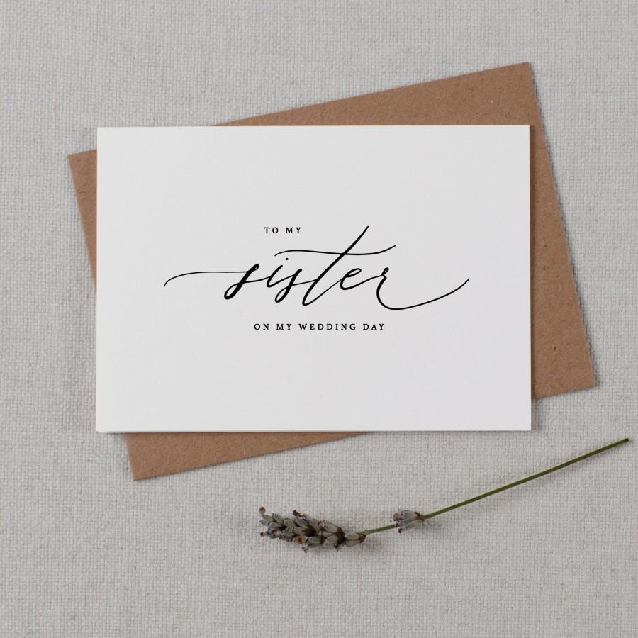 Mariage - To My Sister On My Wedding Day Card - To My Sister Wedding Card, Wedding Stationery, To My Sister Thank You Wedding Card, Wedding Note, K6