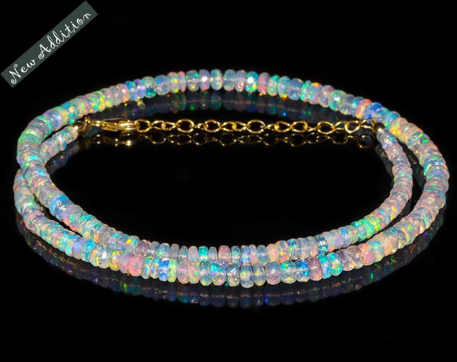 زفاف - Ethiopian Opal Beaded Necklace, Gift for Her, Ethiopian Welo Opal for Women, October Birthstone, Birthday, Anniversary, Personalized Gift