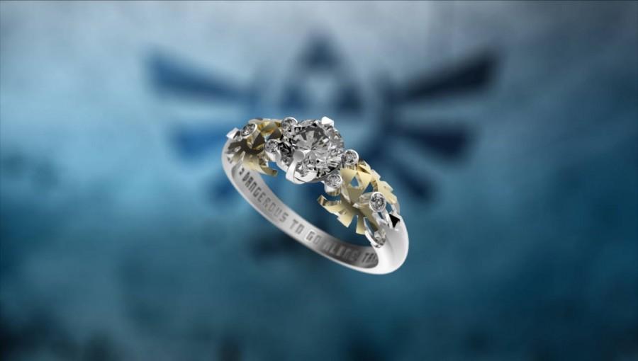 زفاف - Zelda Engagement Ring Triforce Inspired White Gold Engagement Ring Nintendo Video Game Wedding Ring Geek Engagement Ring Geeky Nerdy