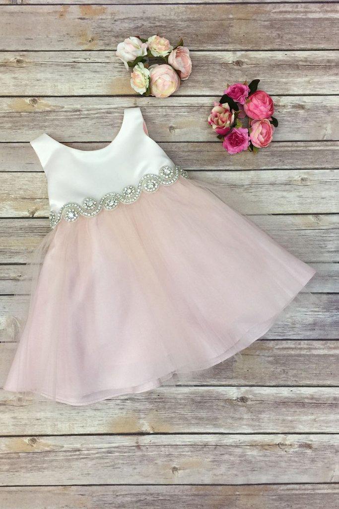 Mariage - Flower Girl Dress,FREE SHIPPING,Ivory Dress, Baby pink Dress, Pink Dress, Flower Girl, Wedding Flower Girl Dress, Baptismal Dress, Ivory