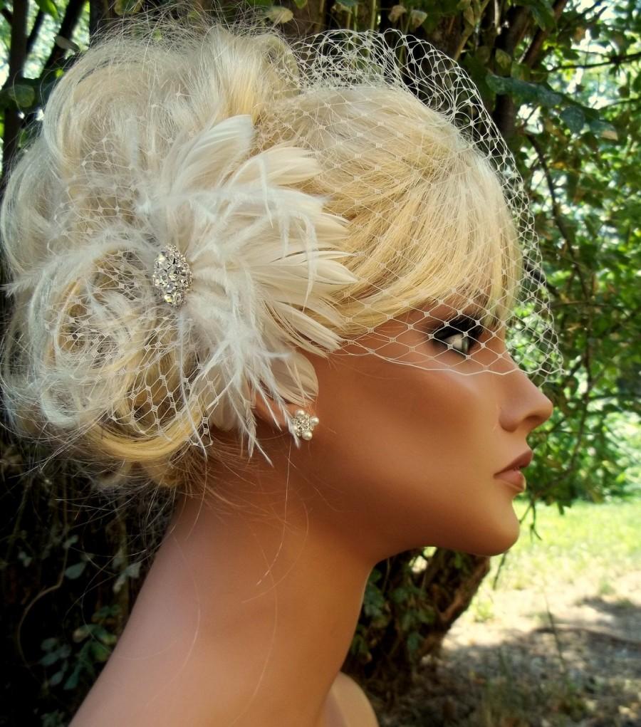 زفاف - Wedding Fascinator, Bridal Veil, 2 piece set,  Wedding Veil, Birdcage Bridal Veil, Headpiece, Bridal hair  accessory, hair combs