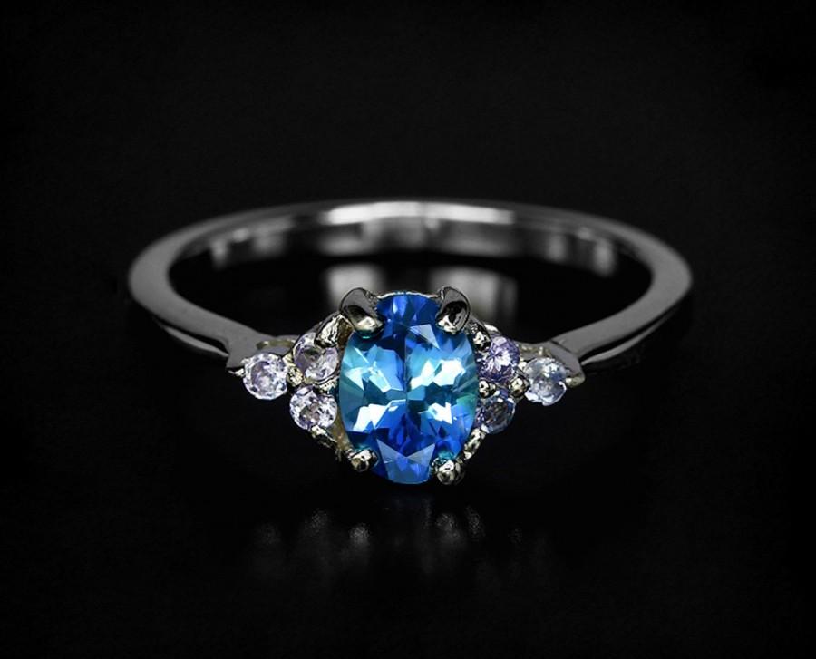 زفاف - Blue Tanzanite ring, rose gold engagement ring, 21st birthday gift for her, gemstone ring graduation gift, dainty ring, Valentine's day gift