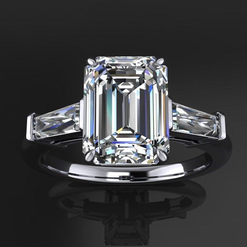 زفاف - laurel ring – 1.8 carat radiant cut NEO moissanite engagement ring, baguette ring
