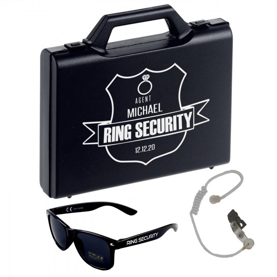 Свадьба - Personalised Ring Security Box - Agent - Ring Bearer - Page Boy - Agent Shield - Wedding Briefcase - Ring Case - Glasses