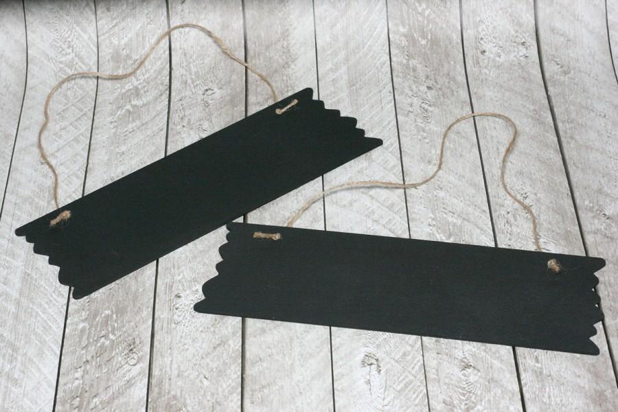 زفاف - Rustic Style Hanging Chalkboard Signs, Set of 2,  10  inches by 3.375 inches