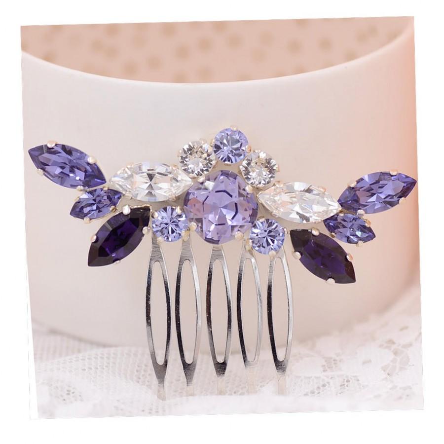Mariage - Purple Bridal hair comb, Ayumi, bridalhair comb, purple headpiece, Wedding headpiece, Leaf headpiece, Swarovski crystal hair comb