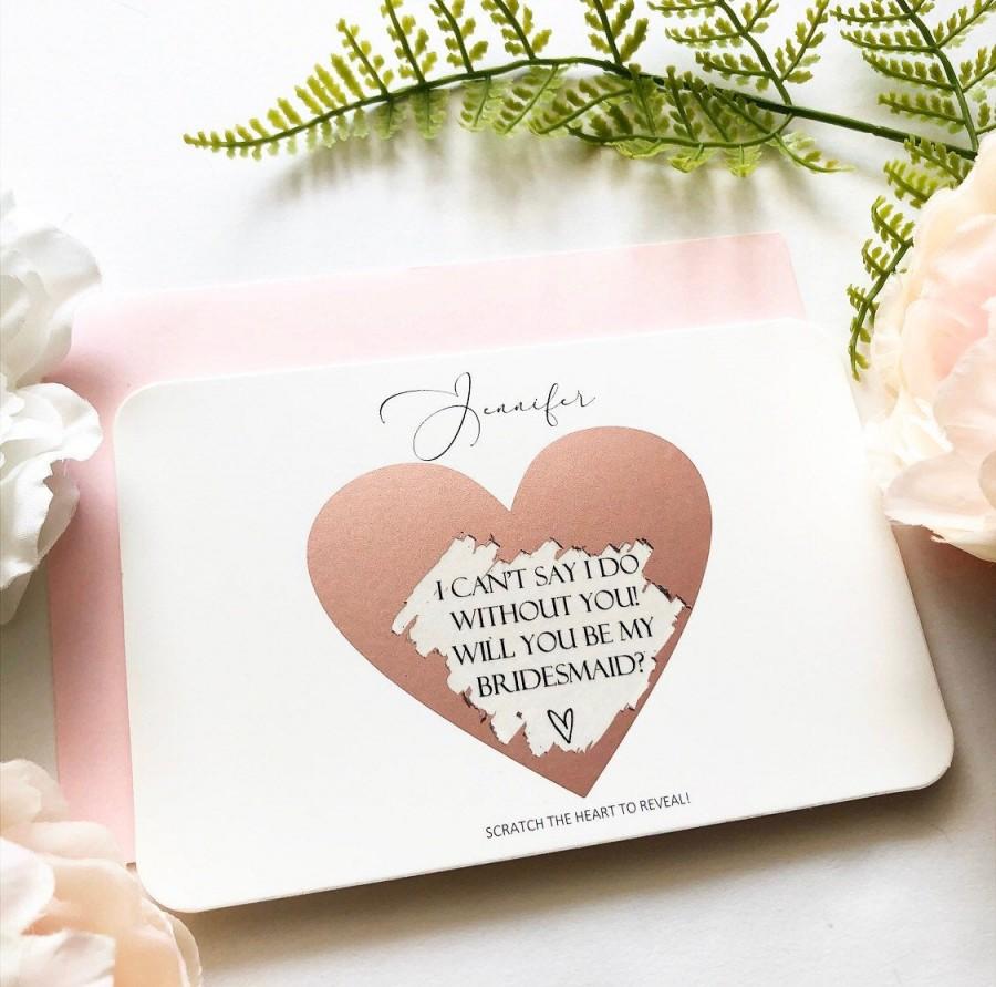 زفاف - Personalised Will you be my Bridesmaid Proposal Scratch off Card Wedding Scratch Off Card Rose Gold