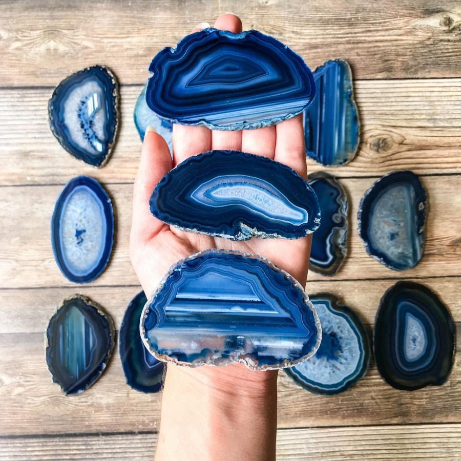 Свадьба - Blue Agate Place Cards 2.5"-3.5" Blank Geode Wedding Crystals Placecards Bulk Agate Slices Wholesale geodes wholesale agate