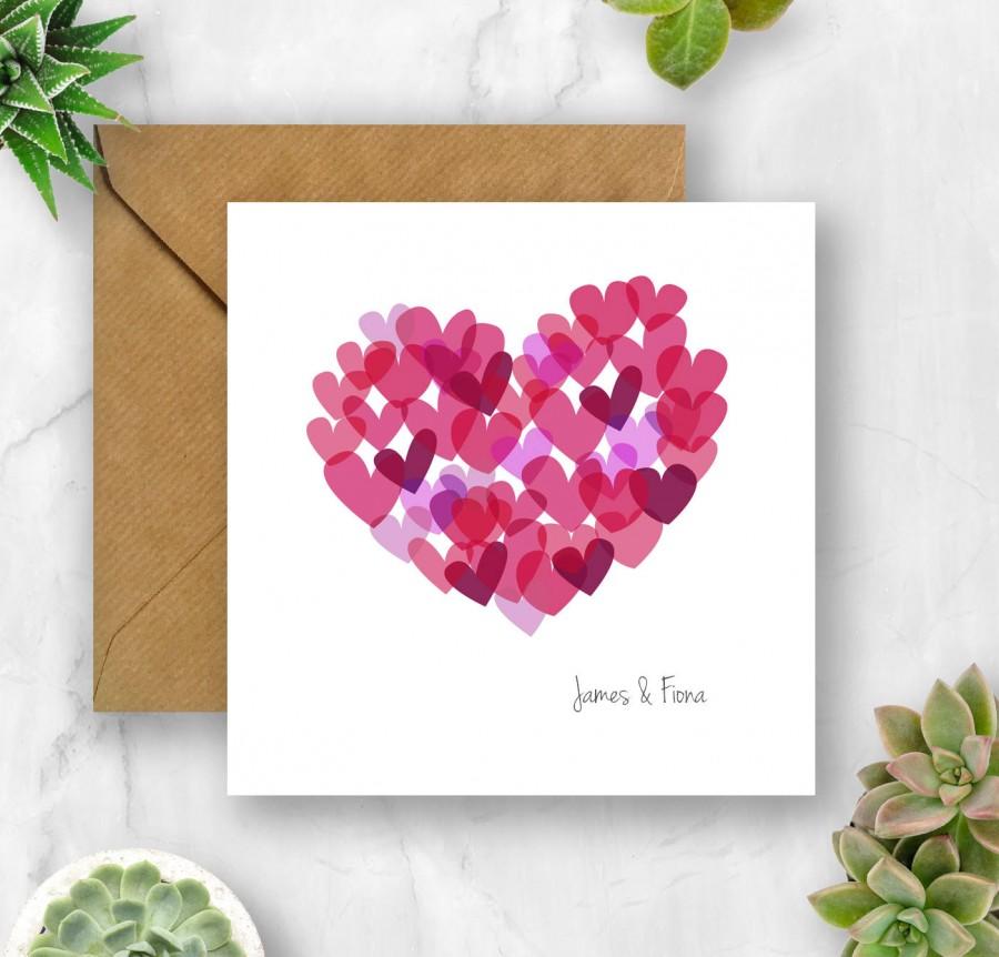 Mariage - Personalised Multi Heart Card, Wedding Card. Anniversary Card, Valentine's Card, Engagement Card, Card for Wedding