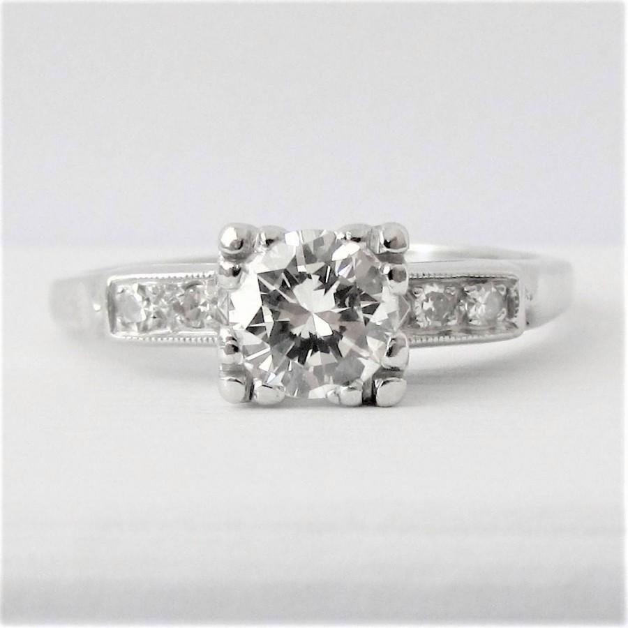 زفاف - Antique Engagement Ring PLATINUM Diamond Engagement Ring Art Deco - GIA Graduate Gemologist Appraisal Incl 3,460 USD!