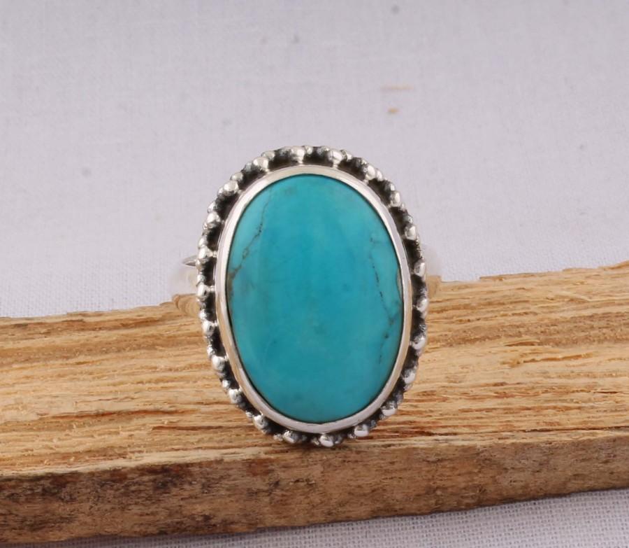 زفاف - Natural Sleeping Beauty Turquoise AAA+Quality Gemstone Ring, Boho Oval Ring,925-Sterling Silver Ring,Antique Silver Ring Midder Finger Ring