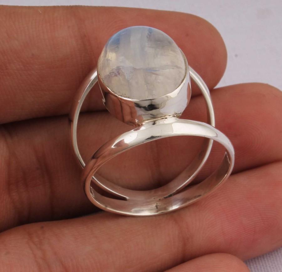 زفاف - Real Rainbow Moonstone AAA+Quality Gemstone Ring 925-Antique Silver Ring,Milddle Finger Ring, Gift For Her Oval Ring,Sterling Silver Ring,