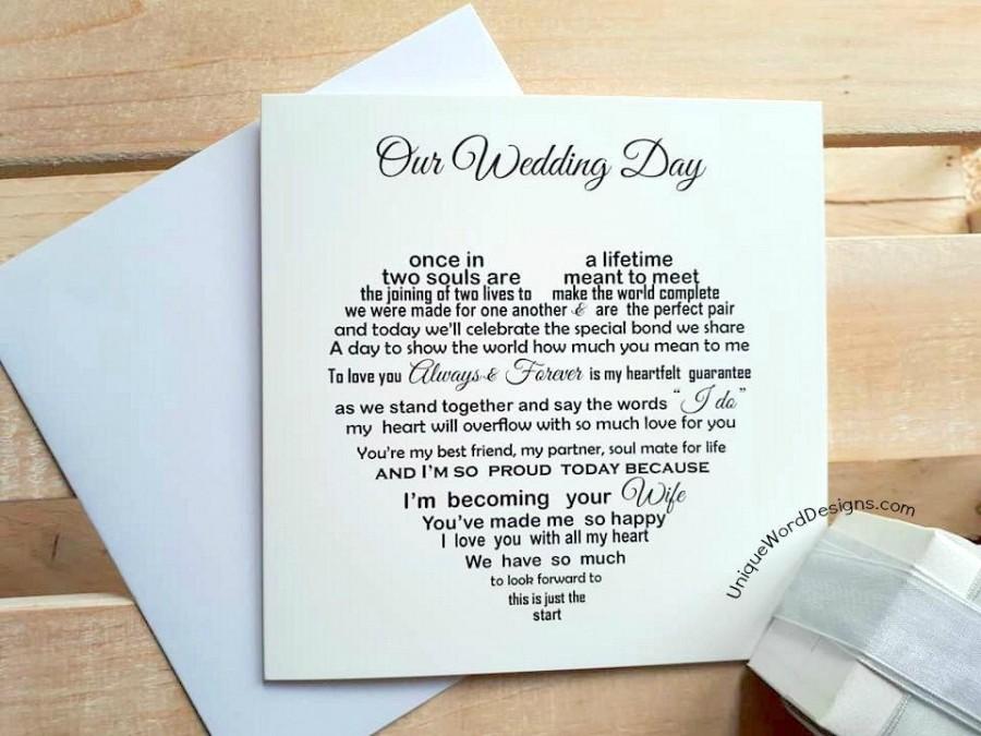 Hochzeit - Groom Card, Card from Bride to Groom, Card from Bride to Bride, I'm becoming your wife, Lesbian wedding card, Wedding day card to husband