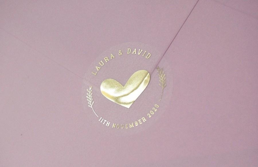 Hochzeit - Foil Wedding Stickers, Rose Gold Wedding Stickers, Wedding Stickers for envelopes, Frosted Wedding Stickers, Personalised, D18