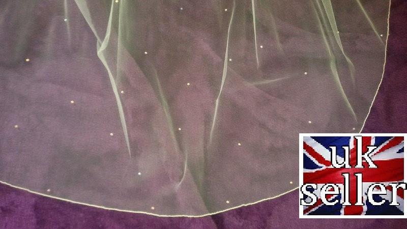 زفاف - Cathedral or Chapel Wedding veil with Swarovski crystals with cut or pencil edge. Ivory or White 1T FREE UK POSTAGE