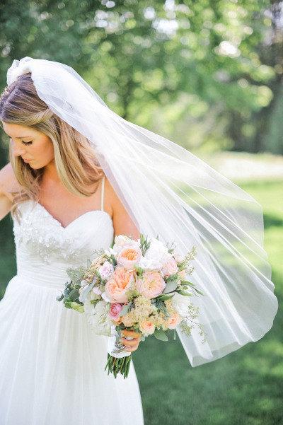 Wedding - Sheer Soft Wedding Bridal Veil, Fingertip length