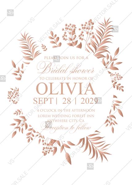 Свадьба - Gold Foil greenery bridal shower wedding invitation set herbal design PDF 5x7 in invitation maker
