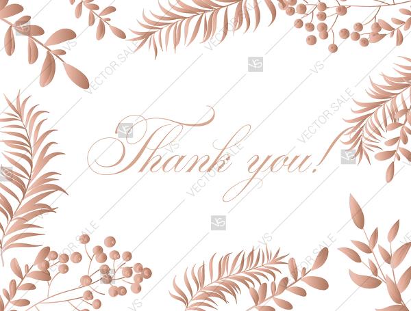 Mariage - Gold Foil greenery thank you card wedding invitation set herbal design PDF 5.6x4.25 in online maker