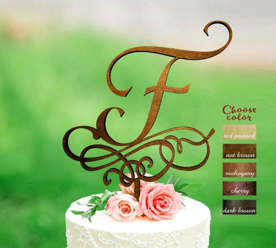 Wedding - f cake topper, wedding cake topper, cake toppers for wedding, rustic cake topper, letter cake topper, monogram cake topper, initial, CT#308