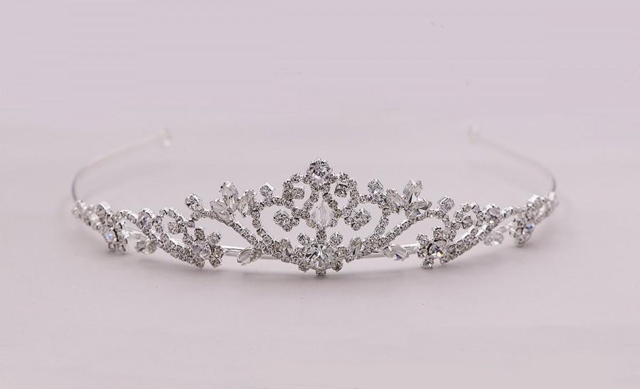 Hochzeit - Flower Girl Tiara, Swarovski Crystal Tiara, wedding headpiece, rhinestone tiara, rhinestone, first communion tiara, Marah Flower Girl Tiara