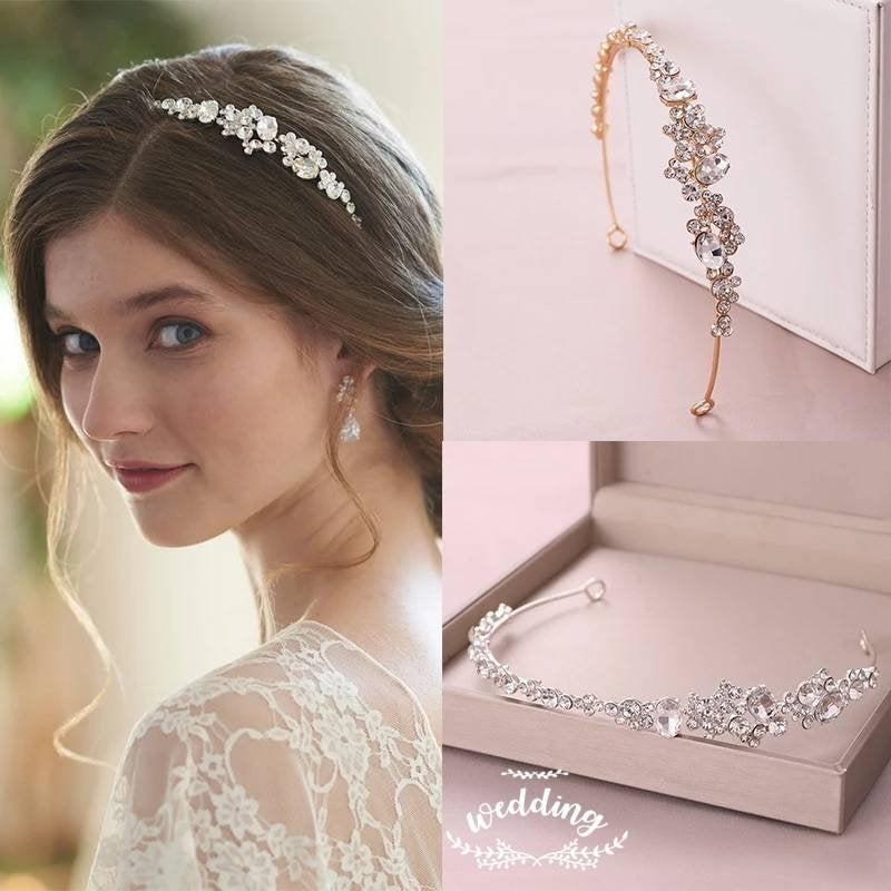 Wedding - Silver Wedding Headband with Crystals-Bridal Hair Accessories,Brides Hair Jewellery-Crystal Headband-Bridesmaids Hairpiece-Bridal headpiece