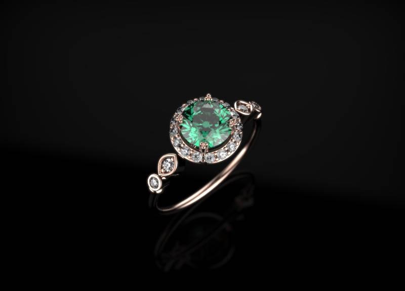 Mariage - Rose Gold Emerald Engagement Ring Rose Gold Engagement Ring Emerald Ring Unique Engagement Ring Emerald in Rose Gold