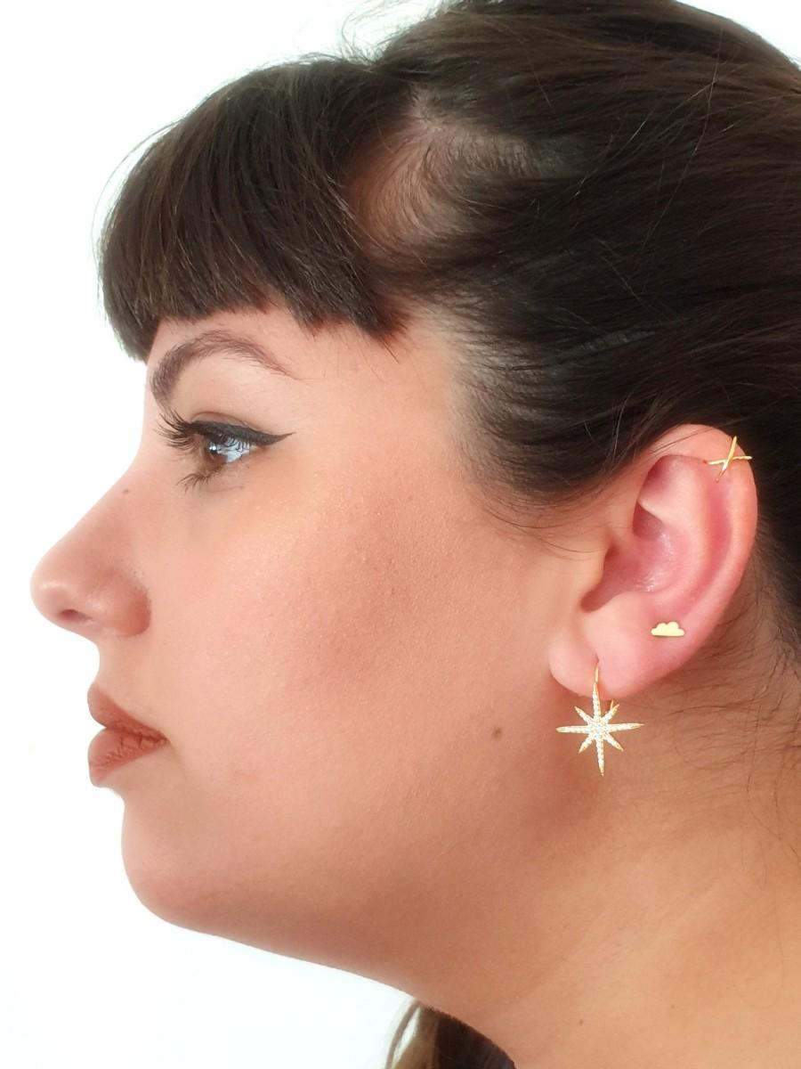 Hochzeit - Dainty Cloud earrings, cloud studs, cloud earrings, tiny earrings, minimalist, bridesmaid earrings, gold studs