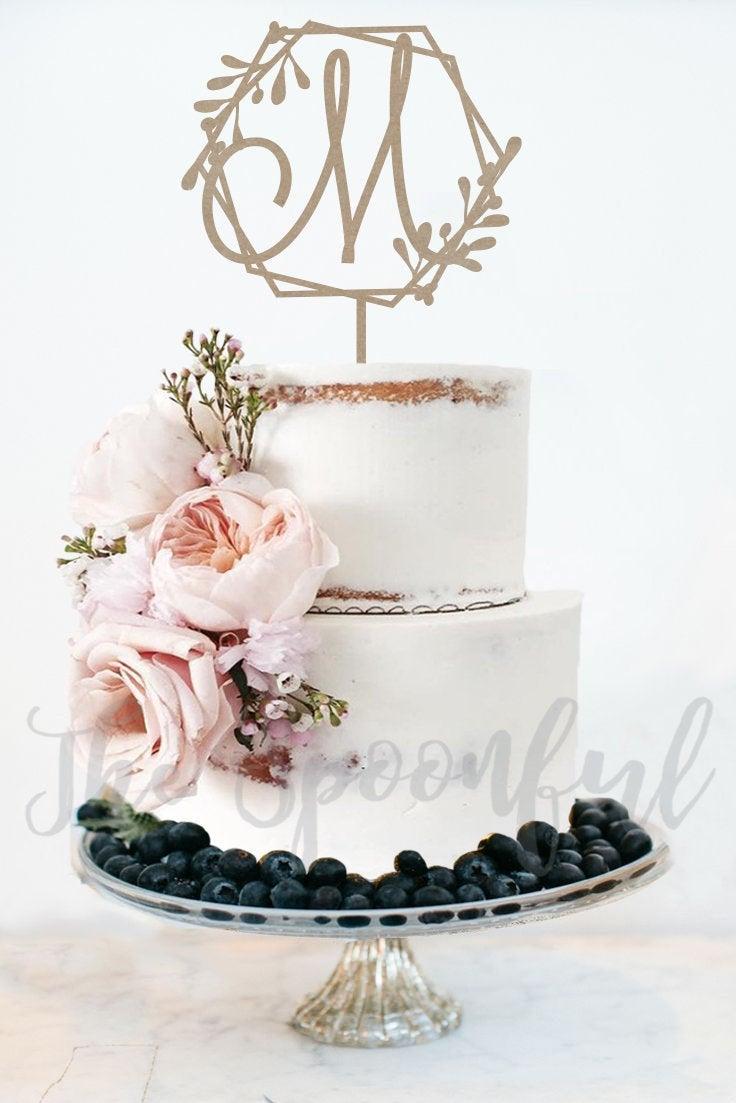 Wedding - Monogram Cake Topper, Geo Cake Topper, Initial Cake Topper, Cake Topper, Wedding Topper, Monogram Topper, Best Day Ever