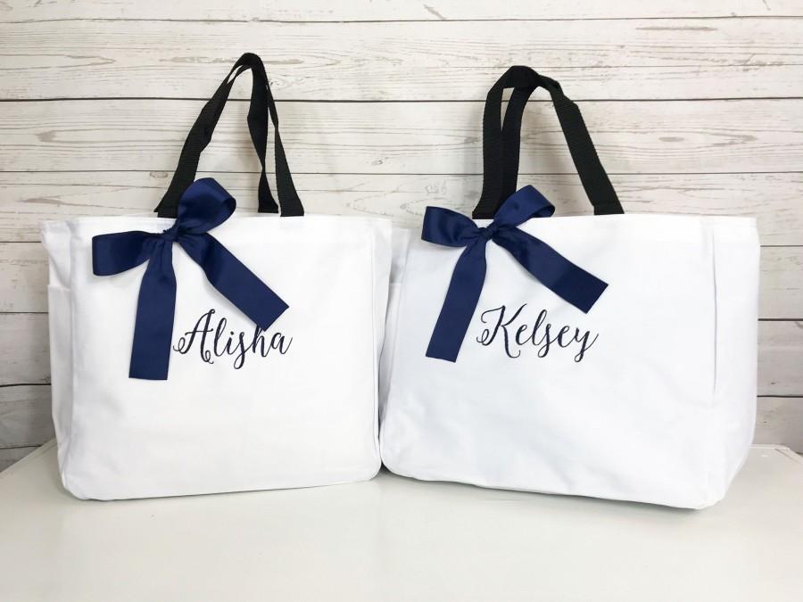 Wedding - Set of 7,  Personalized Tote Bag, Bridesmaid Gift, Monogrammed Tote, Bridesmaid Tote, Wedding Day Tote, Teacher Gift, Mom Gift (ESS1)