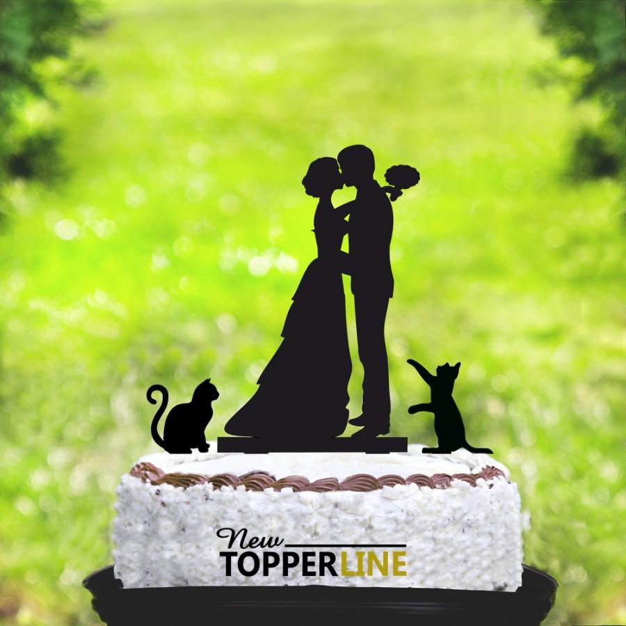 Mariage - Cake topper with cats,silhouette cake topper with two cats,cats cake topper,wedding cake topper with cats,cake topper cats,Cat wedding(2020)