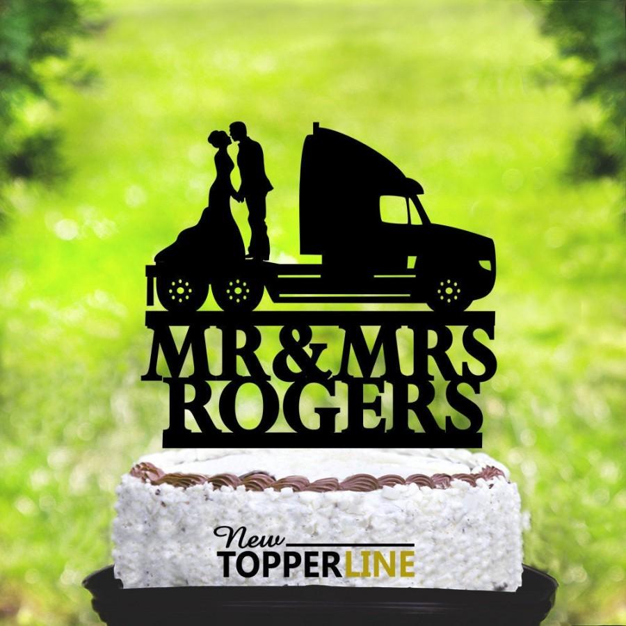 Hochzeit - Wedding cake toppers,Trucker Wedding cake topper,Mr and Mrs cake topper,Truckers Cake Topper,Driver Cake Topper,Trucker Party (2187)