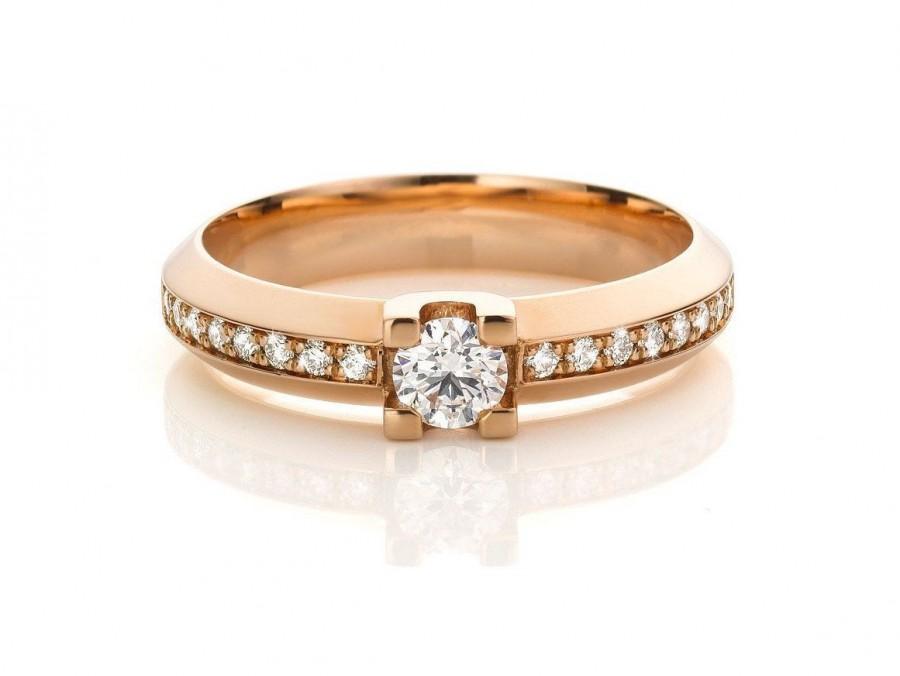 زفاف - Handmade Cober ring, for classy women. Made of rose gold with a total of 17 diamonds, brilliant cut. Design ring from the Netherlands.