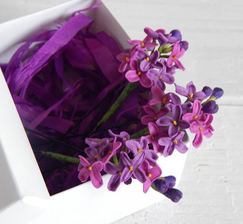 Свадьба - Lilac flower hair pins Purple wedding hair piece Lilac flower jewelry Violet headpiece Bridal hairpiece
