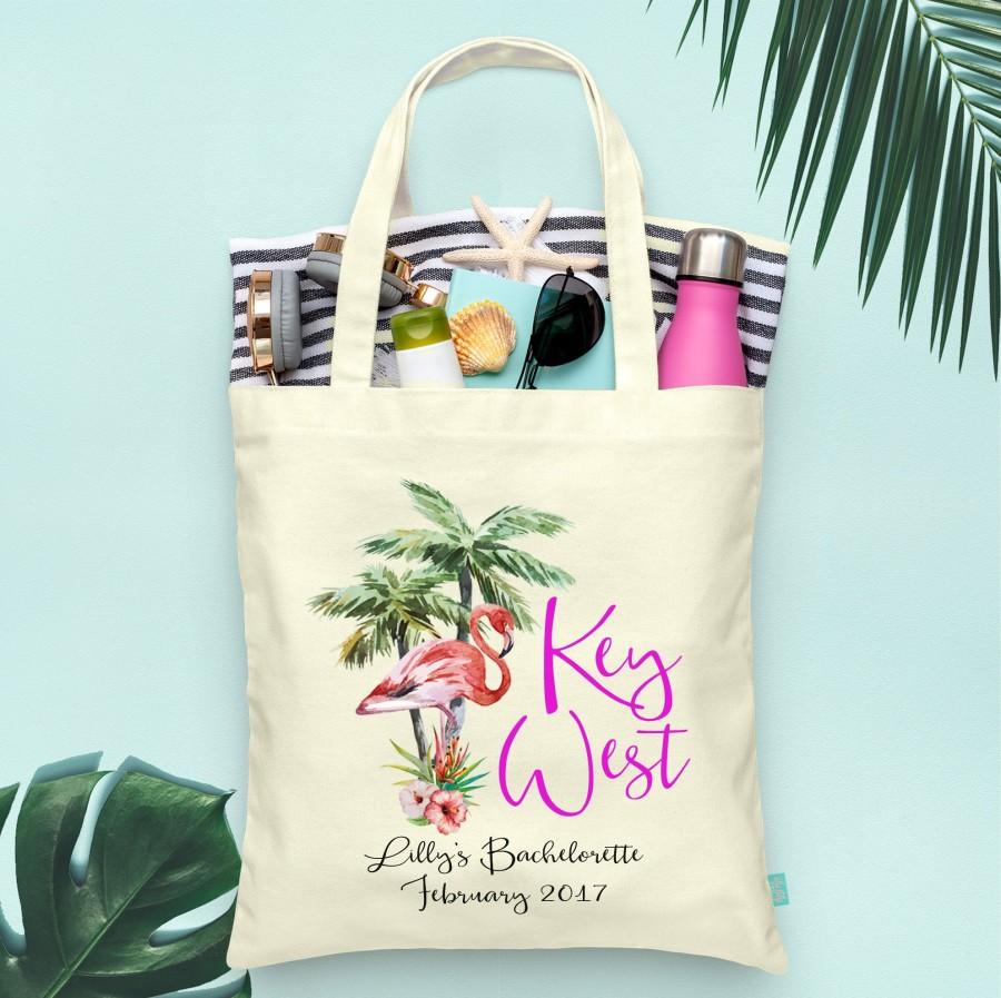 Mariage - Key West Lets Flamingle Flamingo Bachelorette Party Tote - Beach Bachelorette Party Destination Bachelorette Party Favor Beach Bag