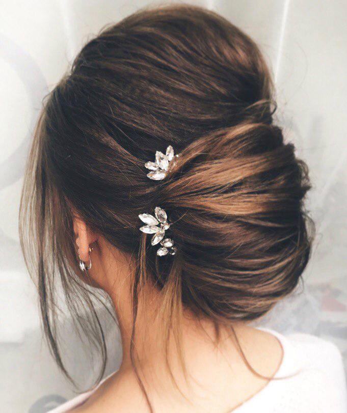 Wedding - Bridal hair pins Set of 3 Rhinestone Crystal hair piece Wedding hair pin