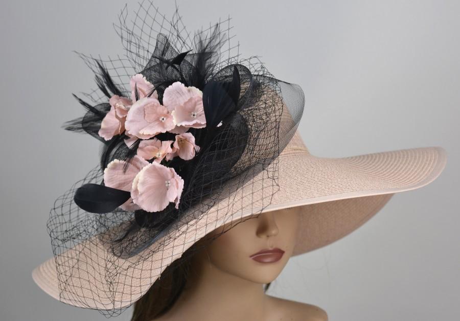 Mariage - Misty Rose Woman Party Hat Kentucky Derby Hat Tea Hat Wedding Accessory Cocktail Party Hat Church Hat