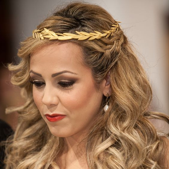 Mariage - Headband "Grecian Leaf" Crown - Ancient Greek Wreath Headpiece/Grecian Leaf Headpiece BRASS metal - goldplated - Bridal Crown/ Wedding Crown