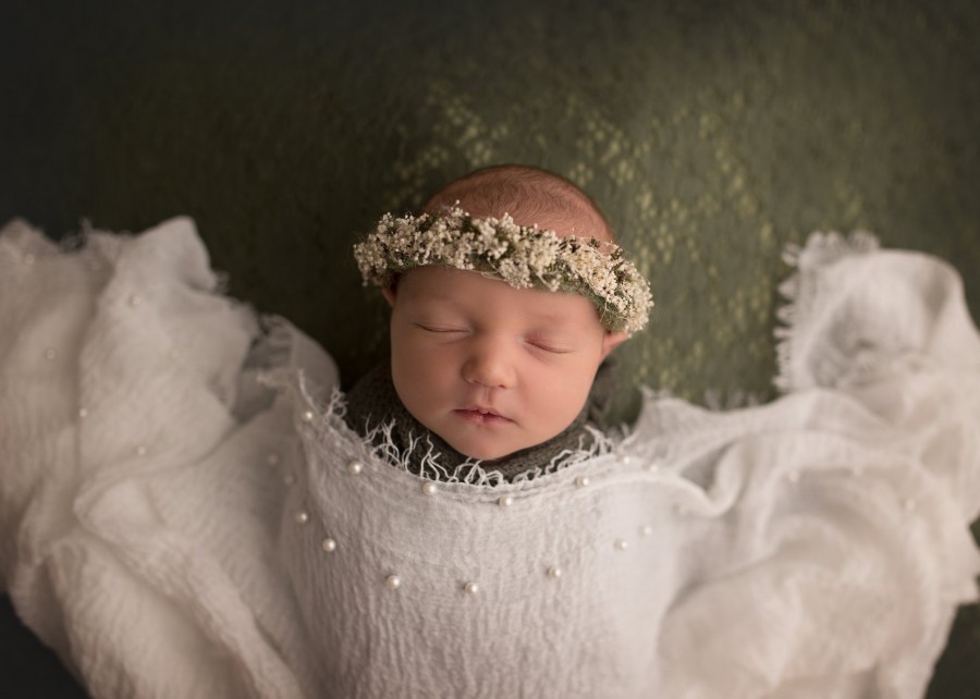 Wedding - Louise--Newborn Flower Crown--Newborn Photography Prop--Newborn White Flower Halo