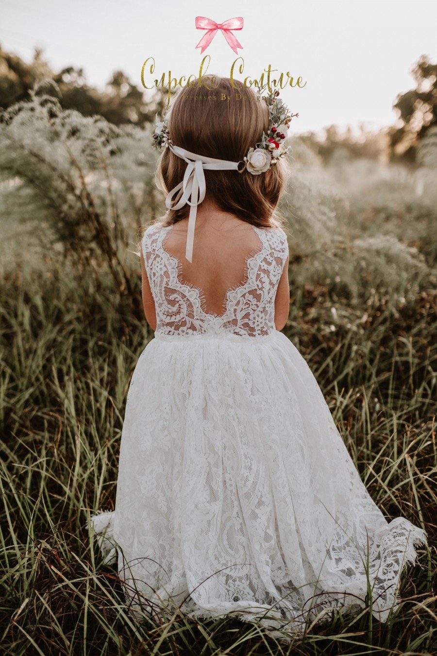 Свадьба - White Flower girl dress, long sleeve flower girl, baptism dress, rustic flower girl, First Communion dress, flower girl dress