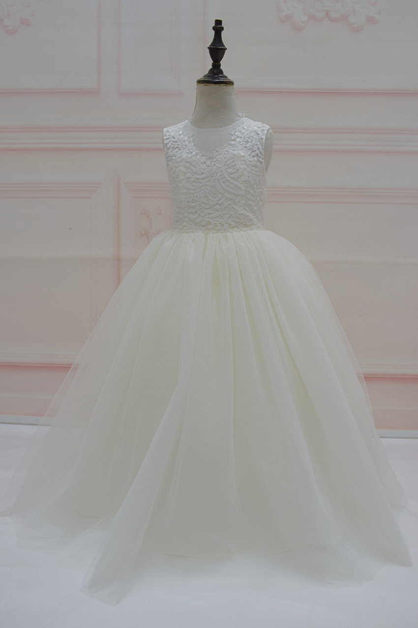 Wedding - Ivory Lace Tulle Flower Girl Dress